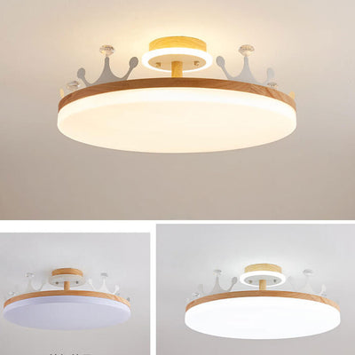 Nordic Log Crown LED Flush Mount Ceiling Light