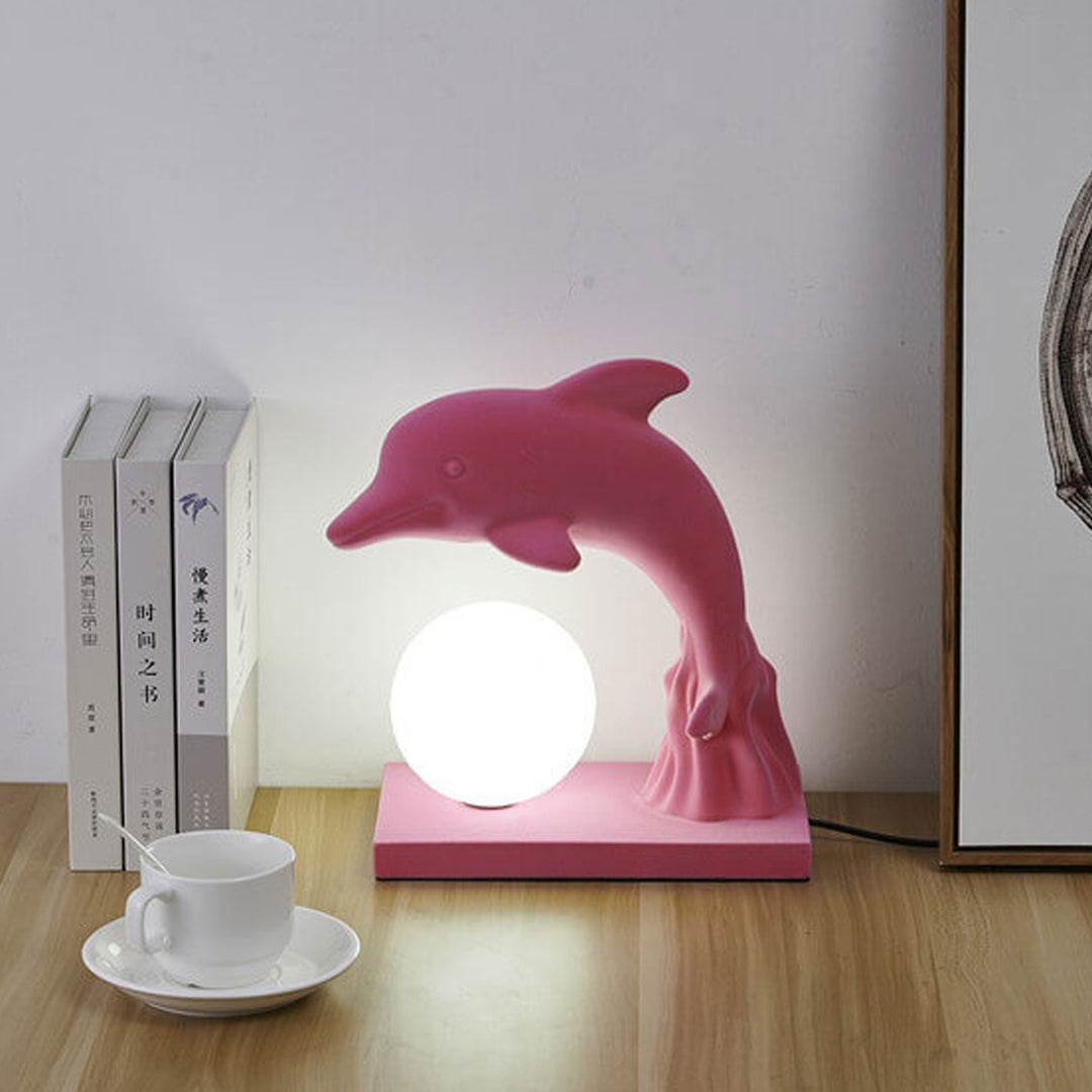Lampe de Table 1 Lumière avec Abat-jour en Forme de Dauphin Créatif Nordique 