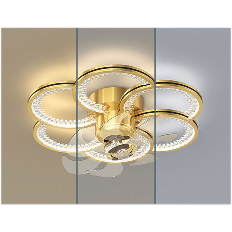 Modern Luxury Flower Petal Design LED Flush Mount Ceiling Fan Light