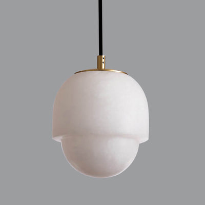 Modern Marble Minimalistic Spherical 1-Light Pendant Light