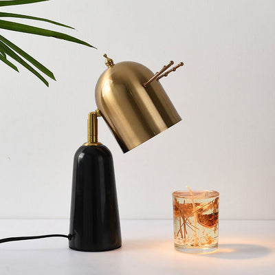 Lampe de table à cire fondante d'aromathérapie avec base en marbre et bois de cerf nordique 
