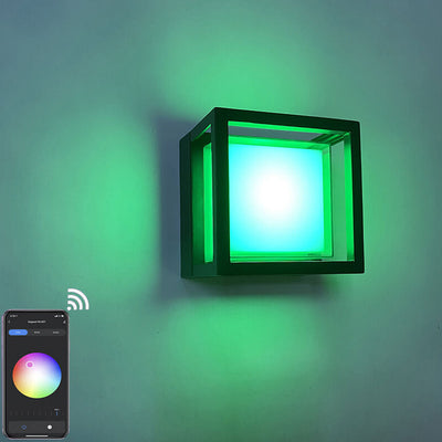 Modern Outdoor Square RGB APP Dimming LED Wall Sconce Lamp