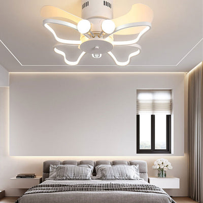 Nordic Creative Butterfly Shape LED Semi-Flush Mount Ceiling Fan Light