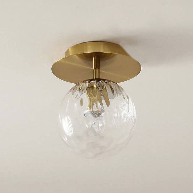 Luz de techo semiempotrada de 1 luz con orbe de vidrio nórdico 