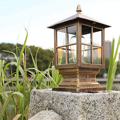 Europäische Säulenlaterne für den Außenbereich, wasserdicht, rostfrei, 1-Licht-Terrassenlicht 