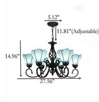 European Creative Tiffany Glass 3/5/6/8 Lights Chandelier