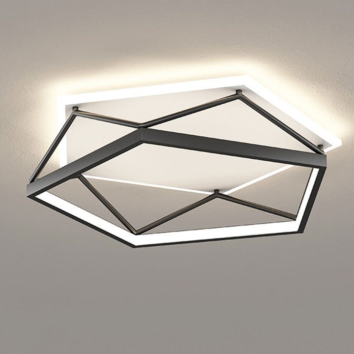 Luz de techo LED montada al ras con diseño geométrico cuadrado minimalista moderno de hierro y acrílico 