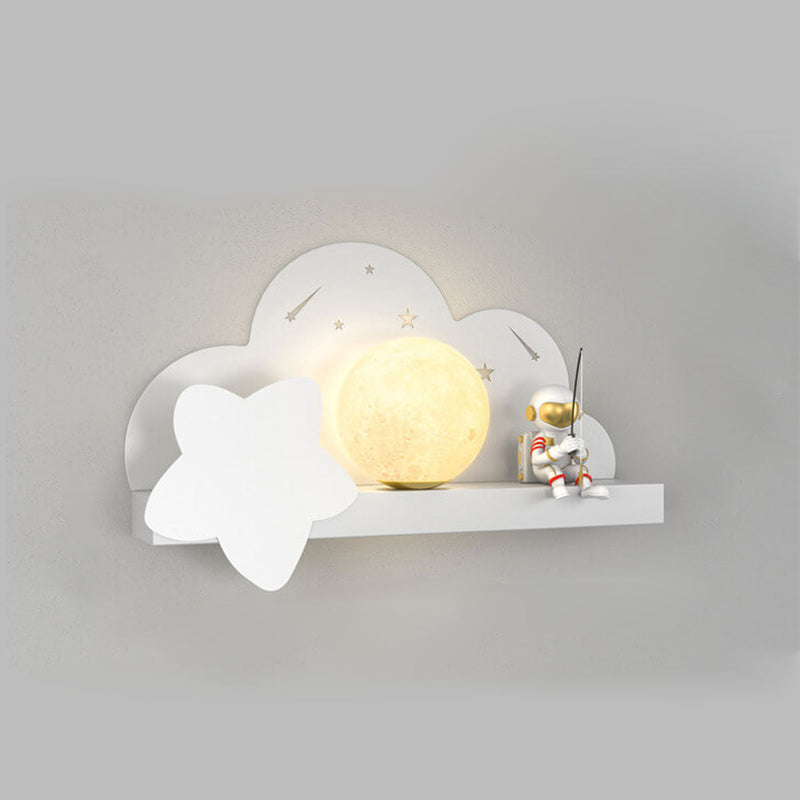 Childlike Creative Moon Astronaut Design LED Wall Sconce Lamp
