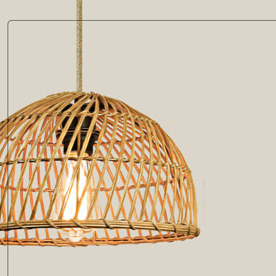 Vintage Rattan Weaving Dome 1-Licht Pendelleuchte