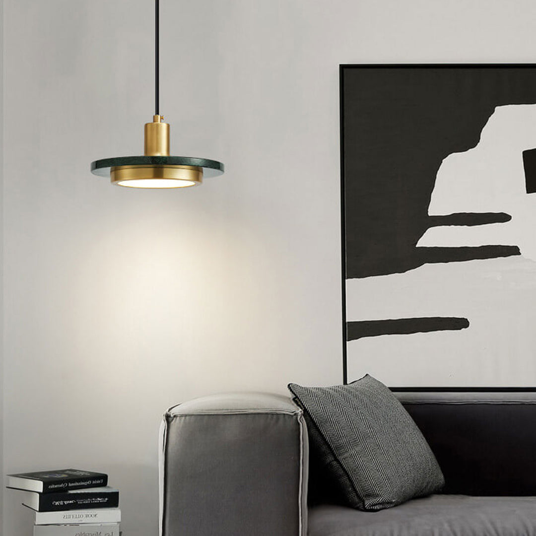 Lustre suspendu en cuivre et marbre Nordic Light Luxury à 1 lumière 