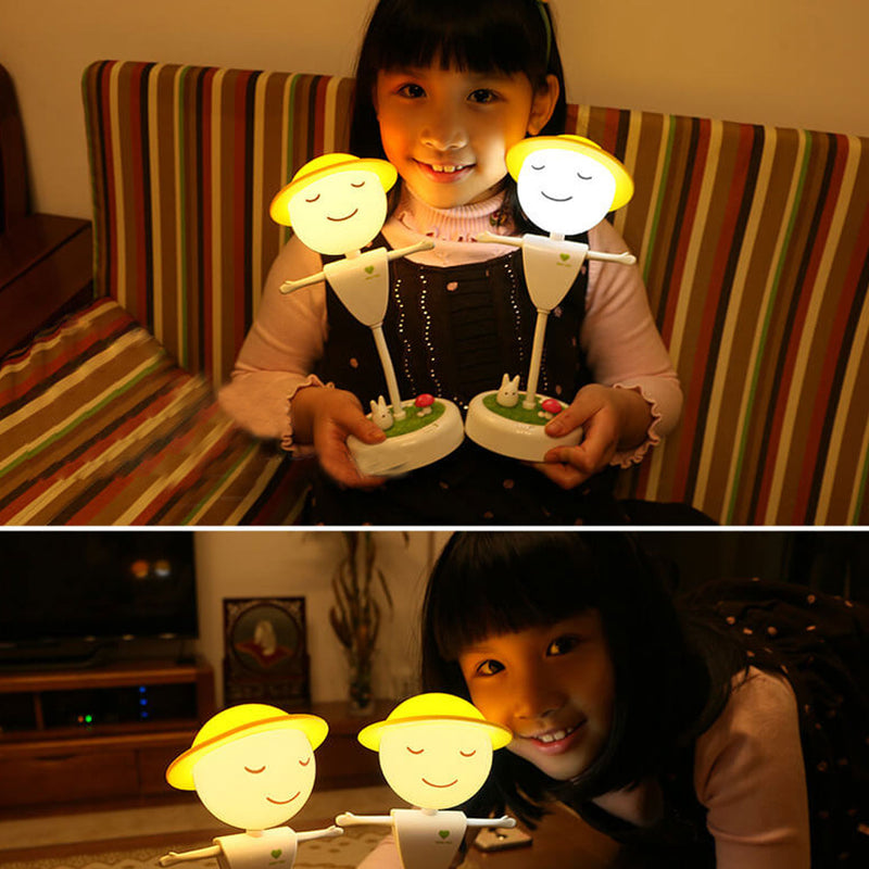 Dessin animé épouvantail visage souriant USB charge LED veilleuse lampe de table 