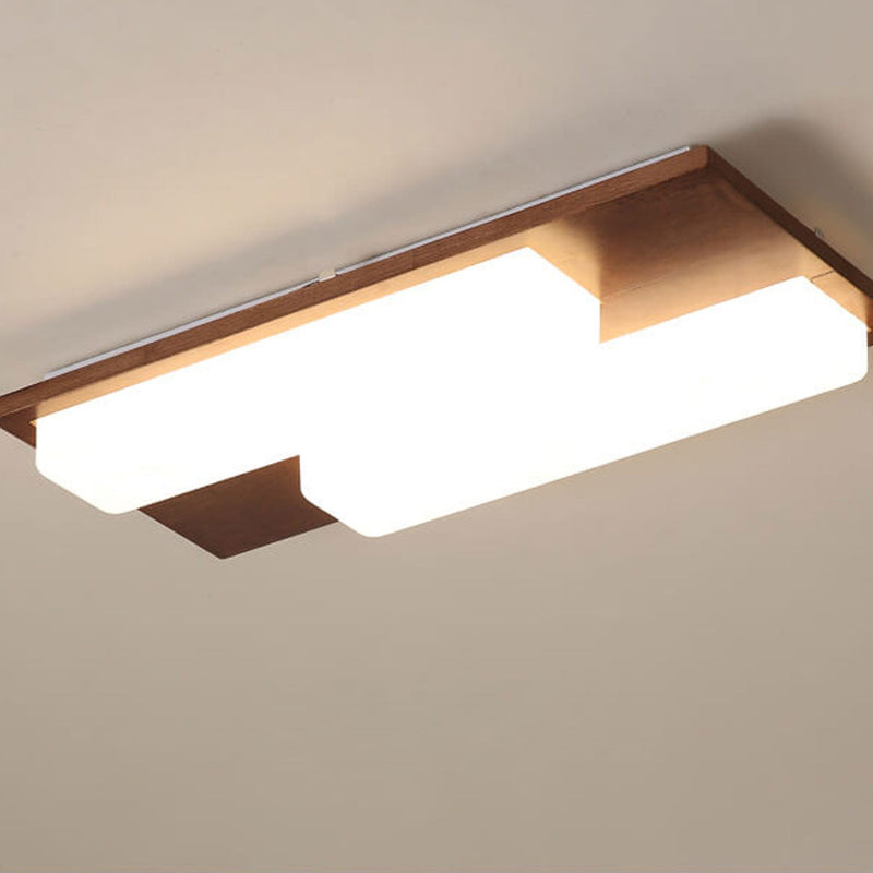 Nordic Creative Walnut Acrylic Rectangular LED Flush Mount Ceiling Light