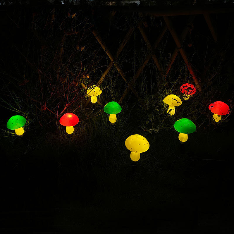 Modern Art Deco Solar Waterproof Mushroom Shaped String Lights LED Outdoor Lawn Decorative Ground Plug Light