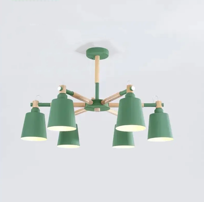 Nordic Modern Fashion Creative Solid Wood Macaron 3/6/8 Lights Chandeliers