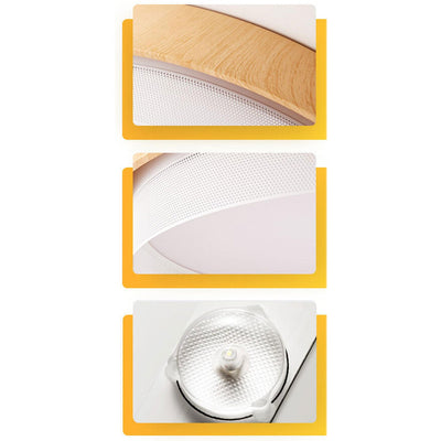Nordic Wood Grain Rectangular/ Round LED Tatami Flush Mount Ceiling Light