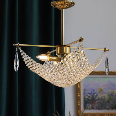 Modern Luxury Crystal Netting 4-Light Art Chandelier