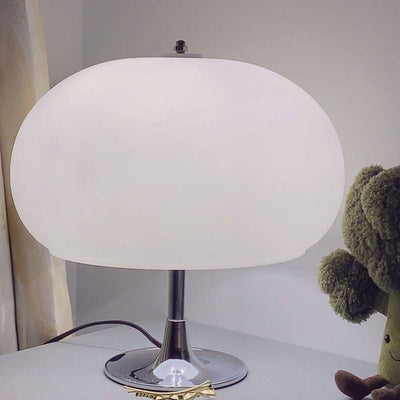 Lampe de table à 3 lumières avec abat-jour boule blanc crème moderne 