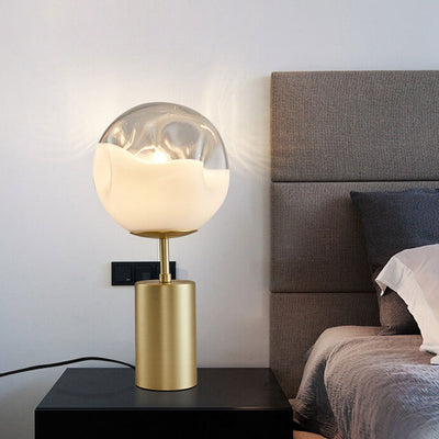 Modern Minimalist Creative Convex Glass Spherical Lamp Shade 1-Light Table Lamp