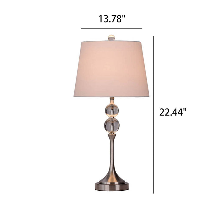 Nordic Simple Double Bead Crystal Base Design 1-Light Table Lamp