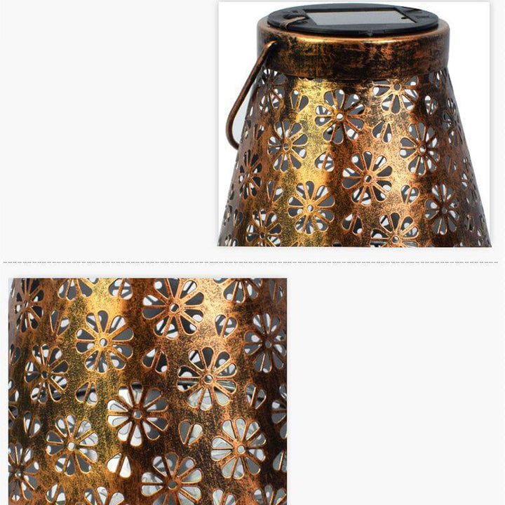 Contemporary Creative Solar Daisy Hollow Iron Cage LED Portable Outdoor Light for Living Room