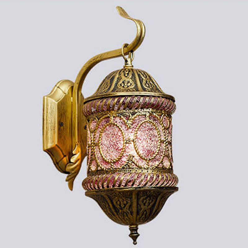 Southeast Asian Style Hollow Iron Pink 1-Light Wall Sconce Lamp