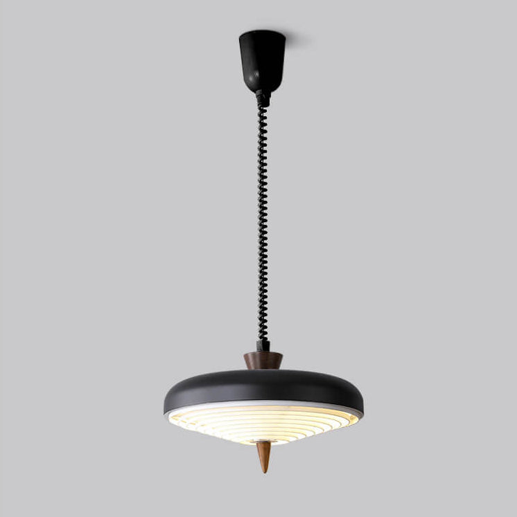 Industrielles Eisen Mehrere Japanische Stil Walnuss Ausziehbare 1-Licht Pendelleuchte 