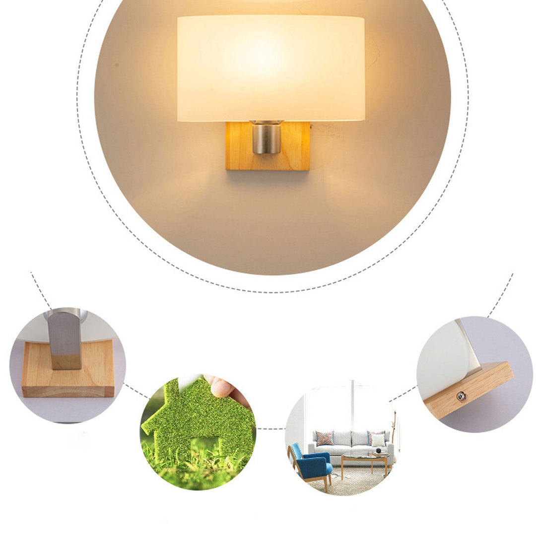 Nordische minimalistische Massivholz-Glas-Wandleuchte mit 1 Licht 