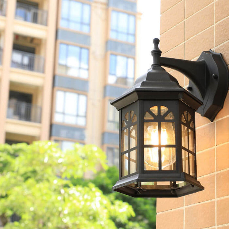 European Waterproof Retro Pavilion Design 1-Light Outdoor Wall Sconce Lamp