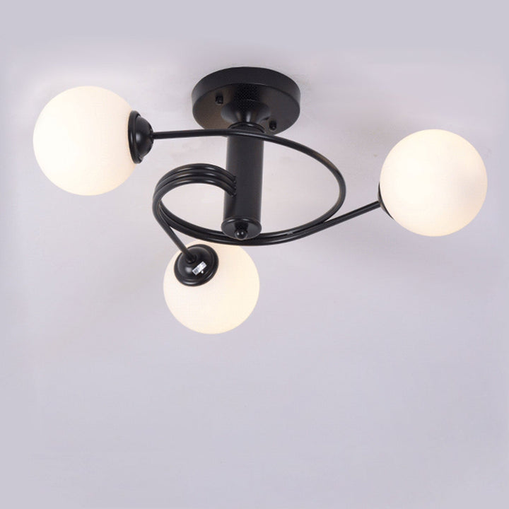 Nordic Light Luxus Glasball Spiral Design 3/5 Licht Semi-Flush Mount Deckenleuchte 