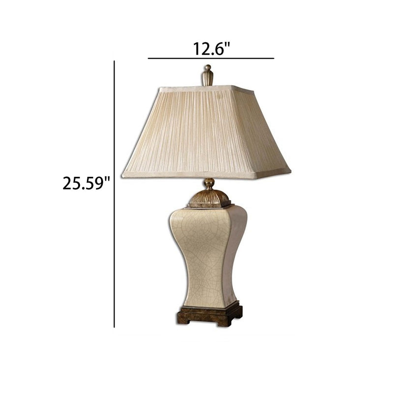 Lampe de table rétro de luxe en céramique avec abat-jour en tissu 1 lumière 