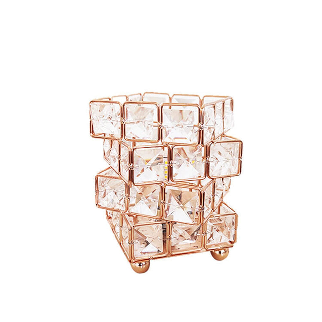 Creative Crystal Cube Ostrich Feather 1-Light Decorative Table Lamp