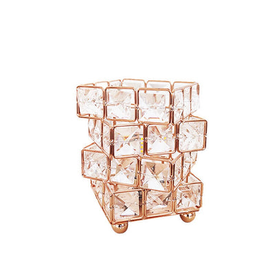 Lampe de table décorative à 1 lumière avec cube en cristal créatif et plume d'autruche 