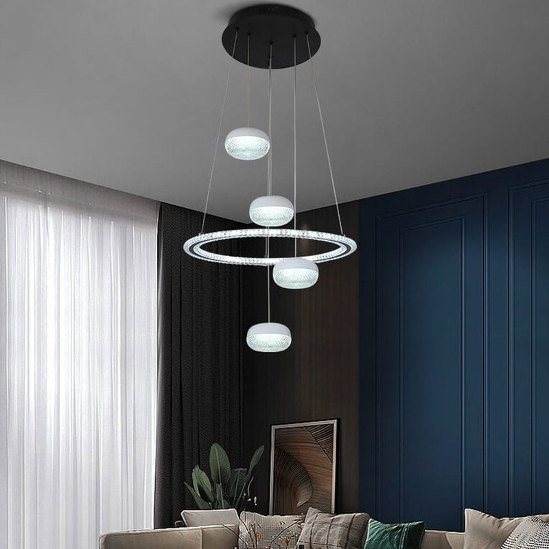 Nordic Minimalist Circle Diamond / Apple Hanging LED Chandelier
