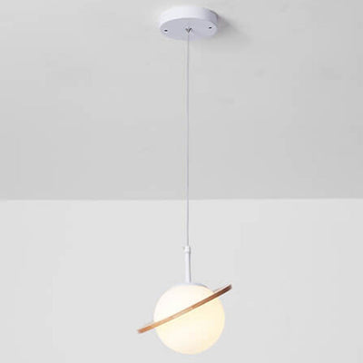 Nordic Wooden Planet Milk White Glass 1/3 Light Chandelier