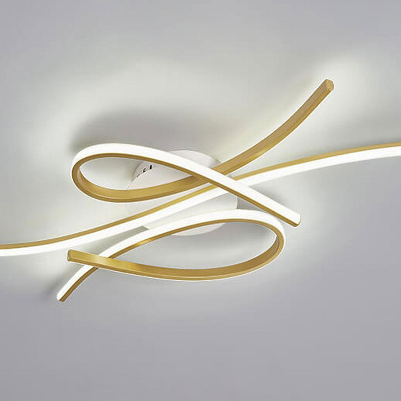 Modern Creative Bending Curves Line Design LED Flush Mount Ceiling Light