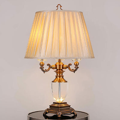Lampe de table de luxe en alliage de zinc et cristal à 1 lumière, style européen 