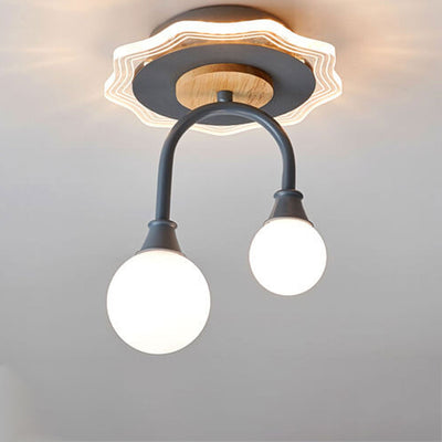 Nordic Creative U-shaped Ball Acrylic Iron LED Semi-Flush Mount Ceiling Light