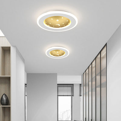 Nordische, minimalistische, quadratische, runde, schmiedeeiserne LED-Deckenleuchte mit Sternenhimmel aus Aluminium