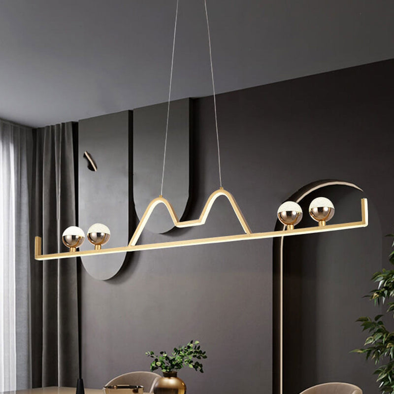 Nordic Light Luxury Long Bar Dekorativer Silikon-LED-Insel-Licht-Kronleuchter 