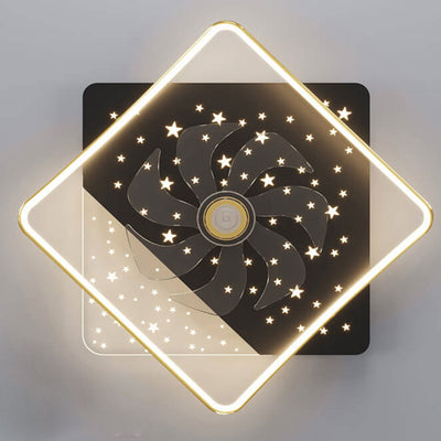 Modernes, kreatives, geometrisches LED-Deckenventilator-Licht mit Sterneffekt
