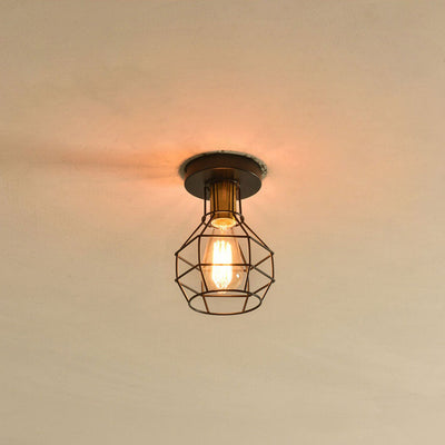 Industrial Retro Iron Cage 1-Light Semi-Flush Mount Deckenleuchte 