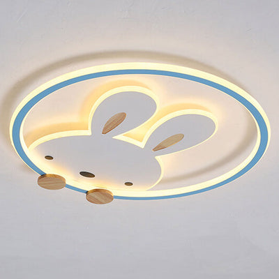 Childlike Modern Simple Cartoon Rabbit Design LED Flush Mount Light