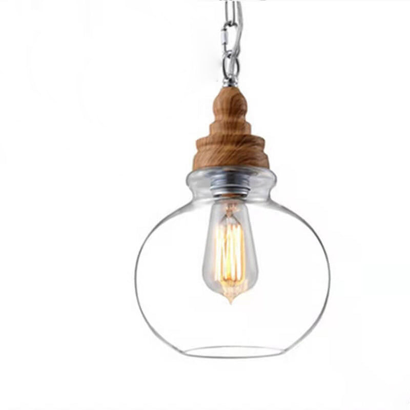 Nordic Retro Transparent Glass 1-Light Pendant Light