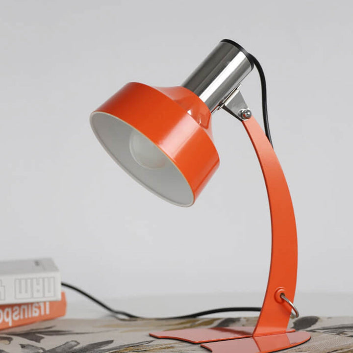 Vintage Orange Eisenkuppel-Schirm Fischschwanzfuß 1-Licht Tischlampe 