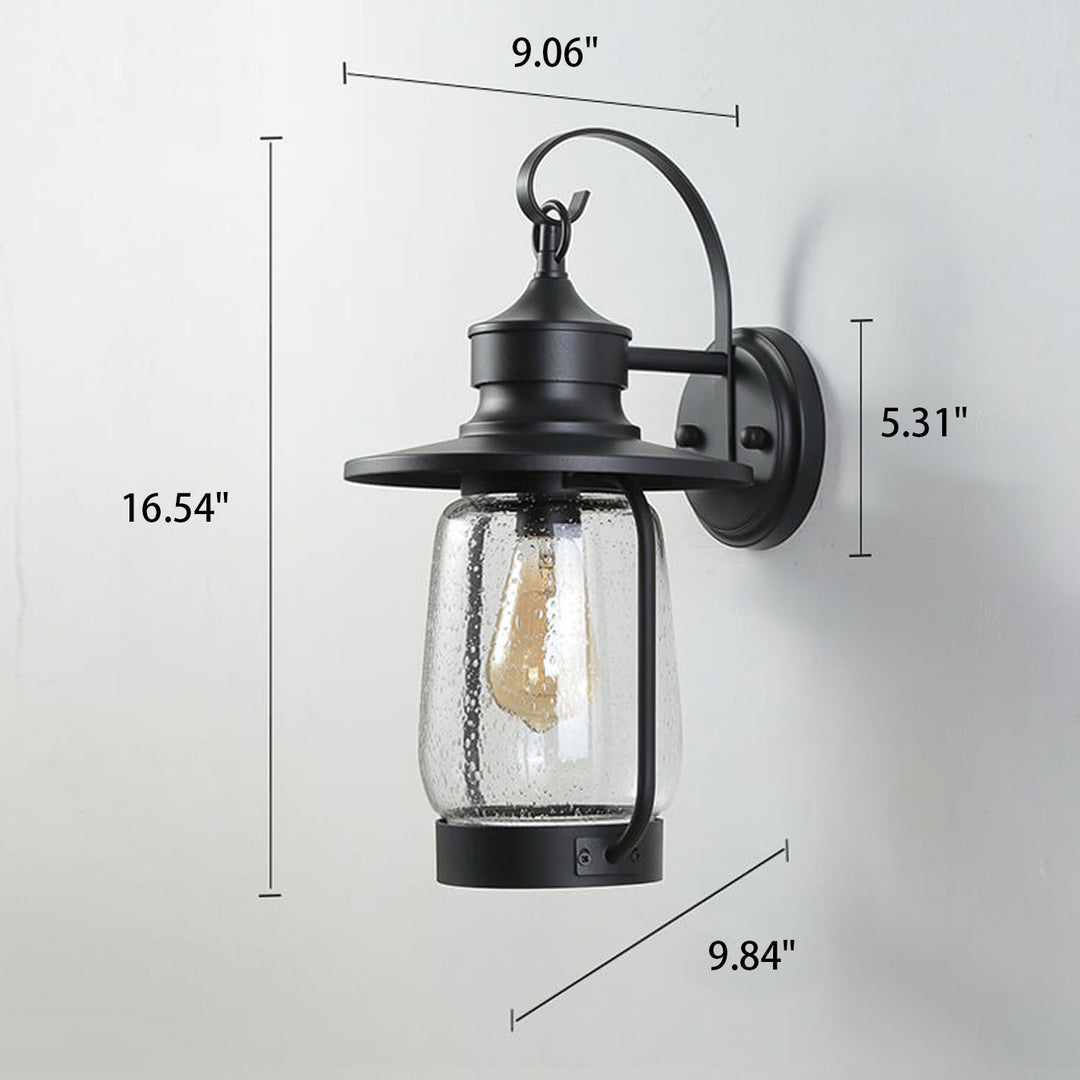 Vintage Industrial Bubble Glass 1-Light Outdoor Waterproof Patio Wall Sconce Lamp
