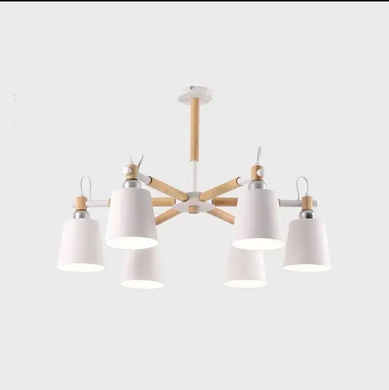 Nordic Modern Fashion Creative Solid Wood Macaron 3/6/8 Lights Chandeliers