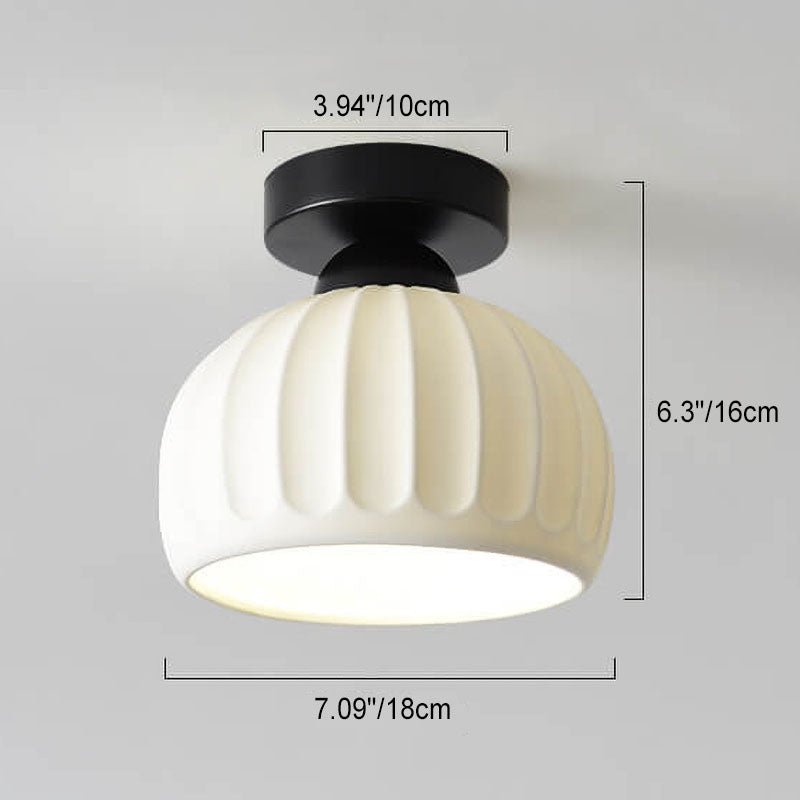 Nordic Minimal Textured Ceramic Cone Round 1-Light Semi-Flush Mount Ceiling Light
