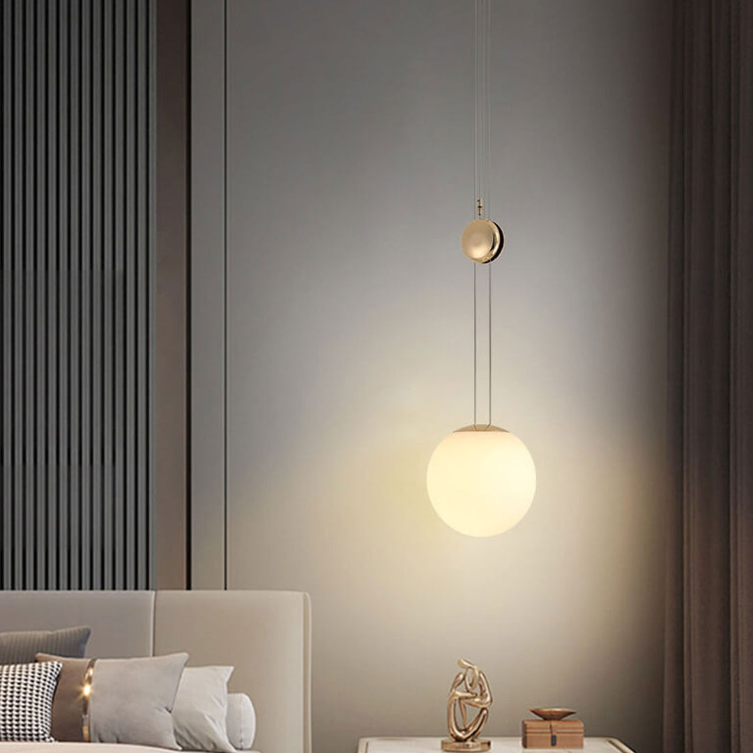 Luz colgante LED plana redonda de vidrio con hardware de lujo nórdico 