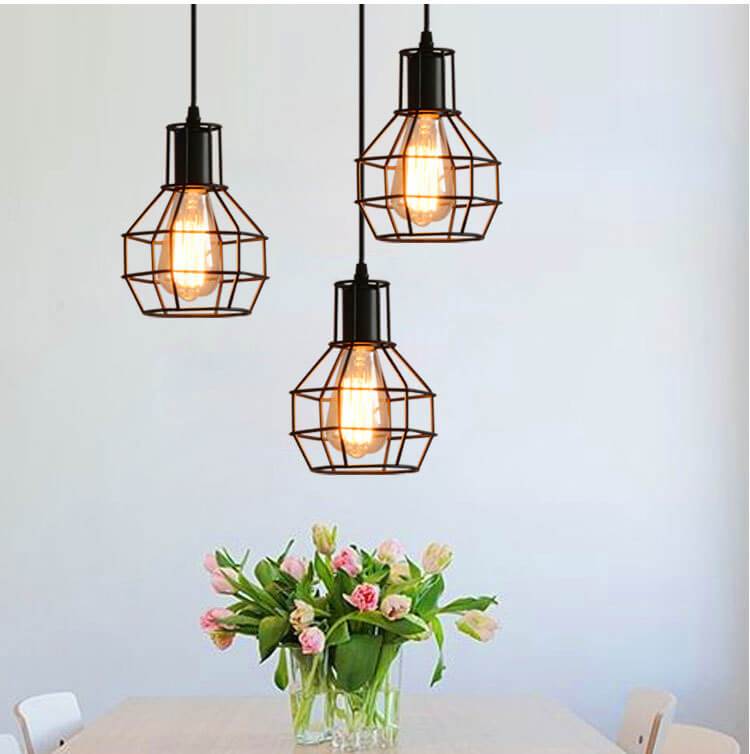 Suspension Luminaire à Abat-Jour en Fer Forgé à Découpe 1 Lumière 