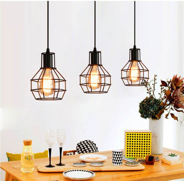 Suspension Luminaire à Abat-Jour en Fer Forgé à Découpe 1 Lumière 
